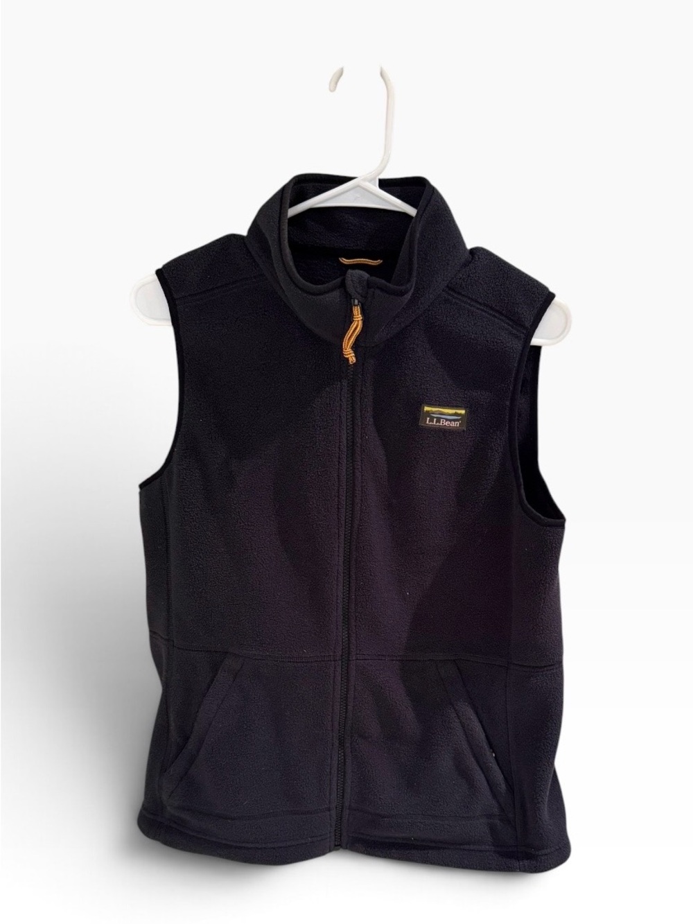 L.L.Bean Women's M Regular Black Full Zip Vest w/ Pockets, Logo